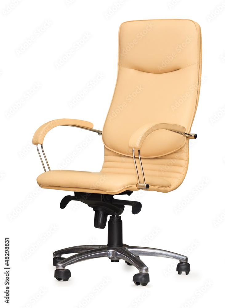 The office chair from beige leather. Isolated The office chair from beige leather. Isolated