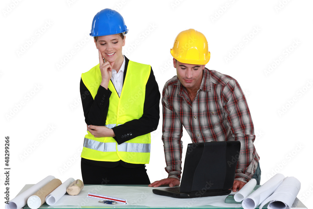 Tradesman and engineer working together Tradesman and engineer working together
