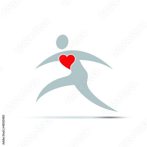 Vector logo heart and sport