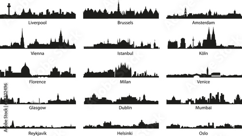 vector city skyline icons