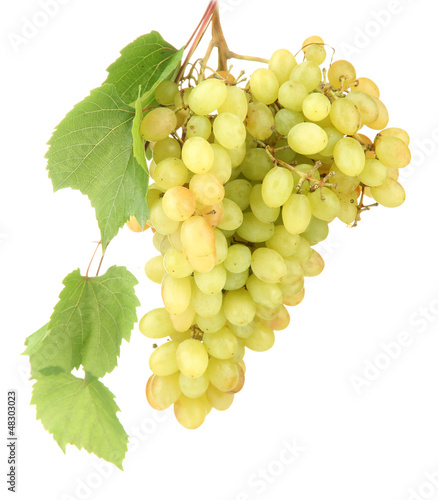 ripe sweet grapes isolated on white.