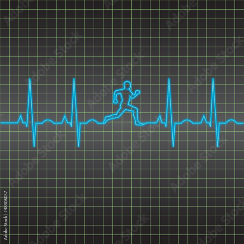 EKG heart beat running man
