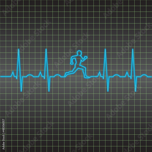 EKG heart beat running man
