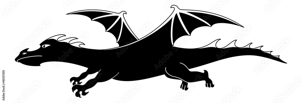 Obraz premium Cartoon dragon, silhouette