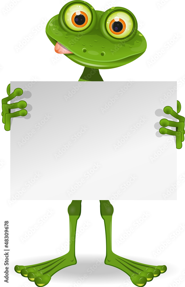 Naklejka premium Frog with a white paper