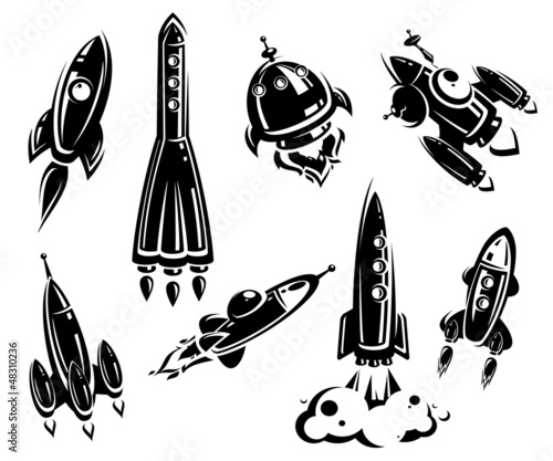 Rockets collection set. Vector