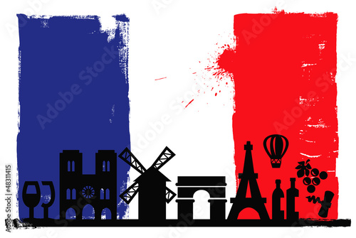 France flag and silhouettes