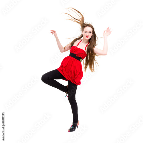 Sensual woman with fly hair