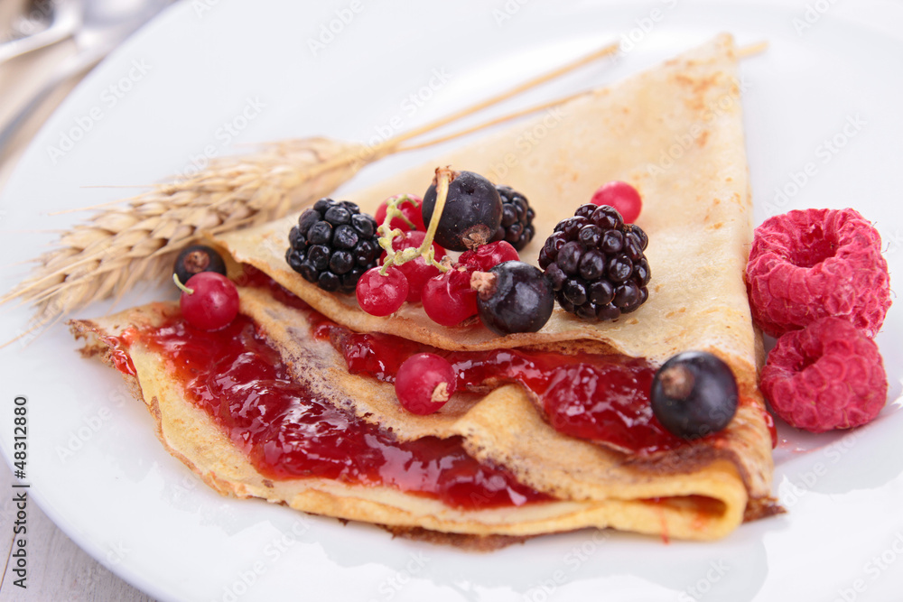 crepe with fruit and jam crepe with fruit and jam