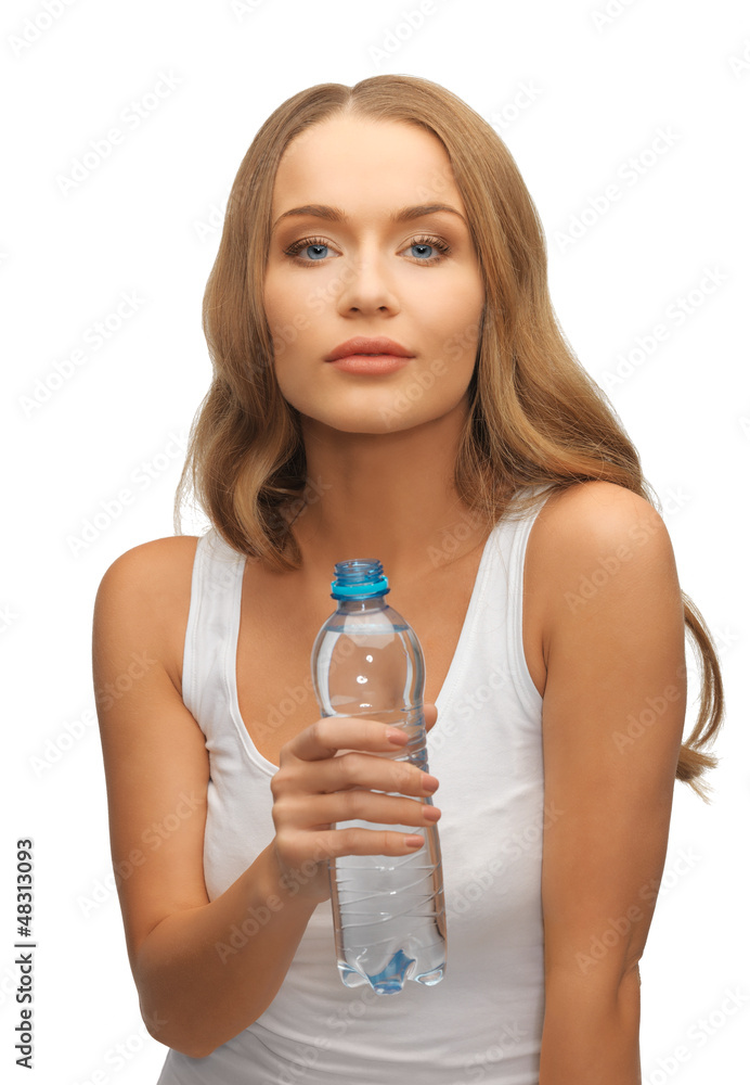 young beautiful woman with bottle of water young beautiful woman with bottle of water