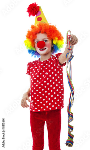 a happy little clown isolated on a  white background