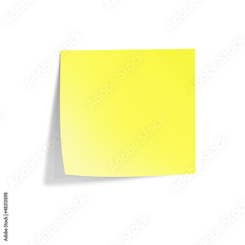 Yellow stick note isolated on white background. Illustration