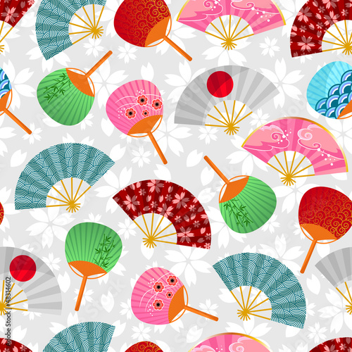 seamless pattern with Japanese fans