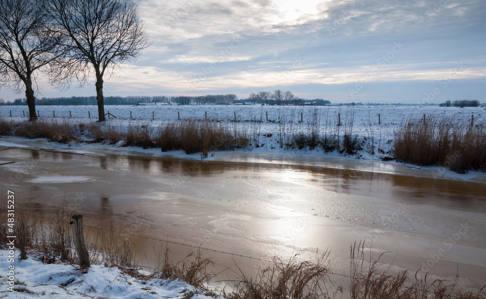 Smooth ice in a Dutch country polder area