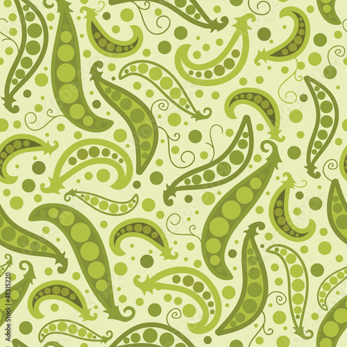 Vector green peas seamless pattern background with hand drawn