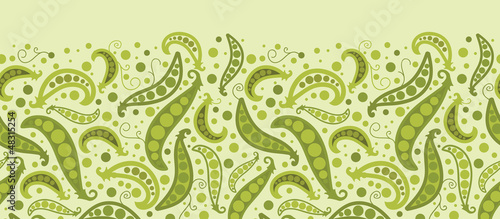 Vector green peas horizontal seamless pattern background