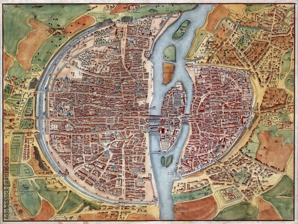 Naklejka premium Paris old map