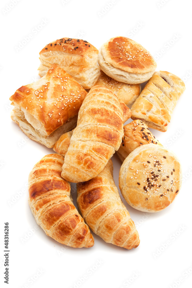 Puff pastry isolated on white