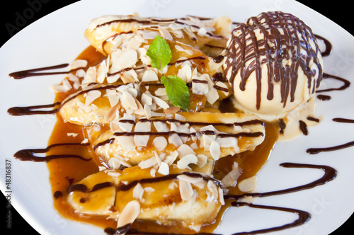 Banana crape with vanilla icecream.