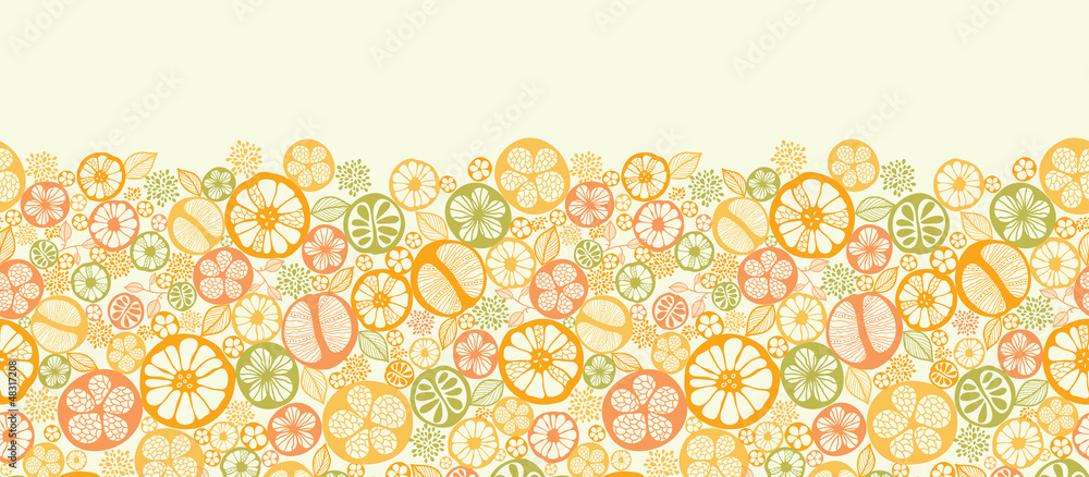 Vector citrus slices horizontal seamless pattern background