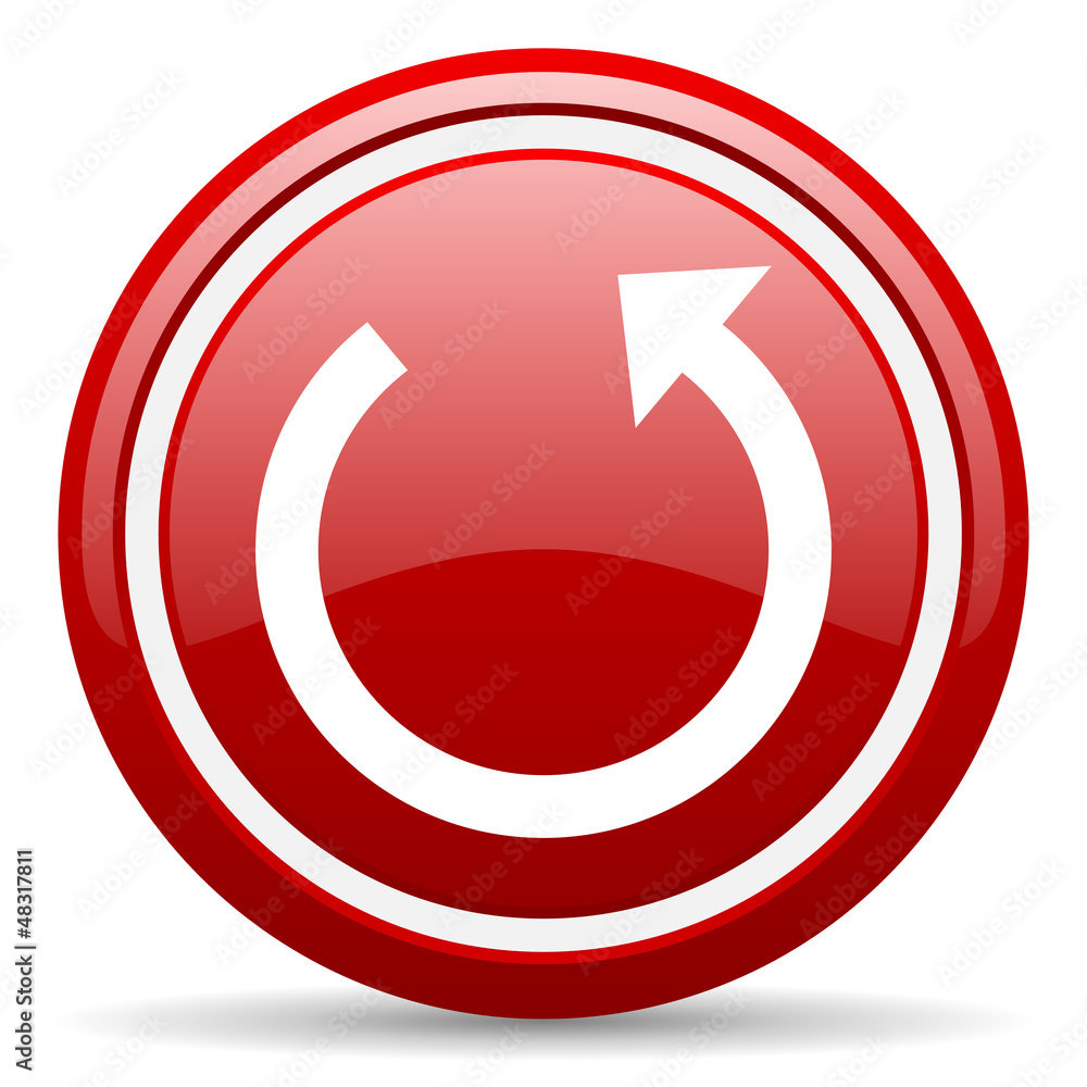 rotate red glossy icon on white background rotate red glossy icon on white background