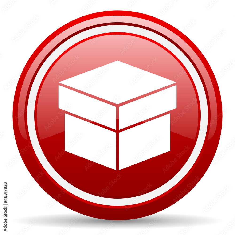 box red glossy icon on white background box red glossy icon on white background