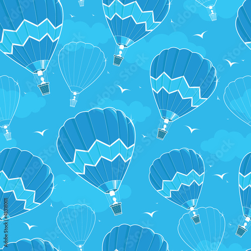 Fototapeta Naklejka Na Ścianę i Meble -  Hot air balloons seamless pattern background