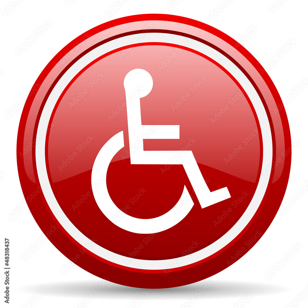 accessibility red glossy icon on white background accessibility red glossy icon on white background