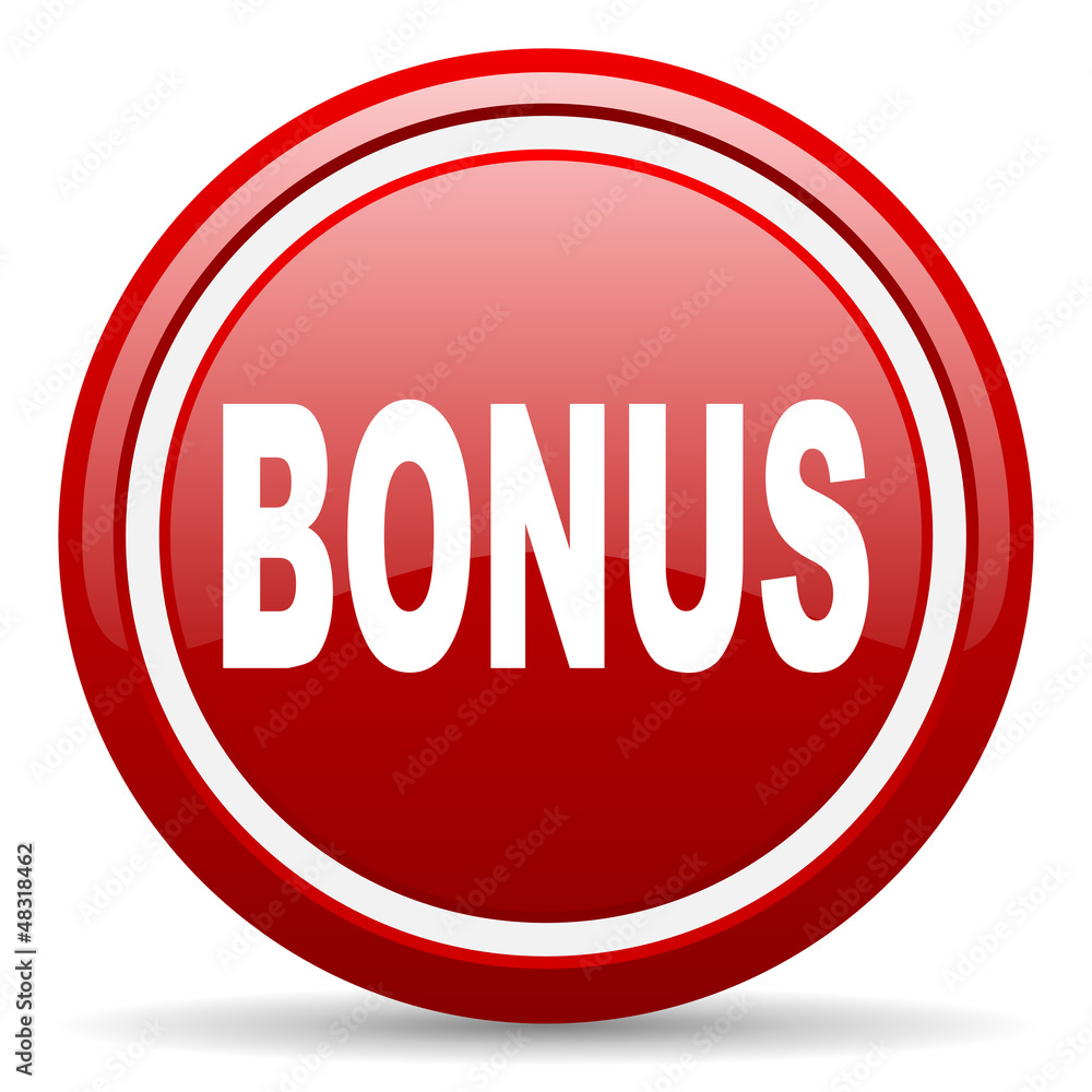 bonus red glossy icon on white background bonus red glossy icon on white background