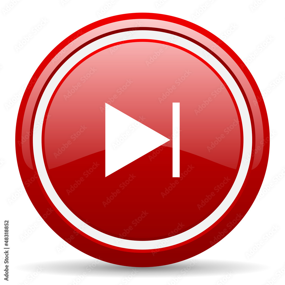 next red glossy icon on white background