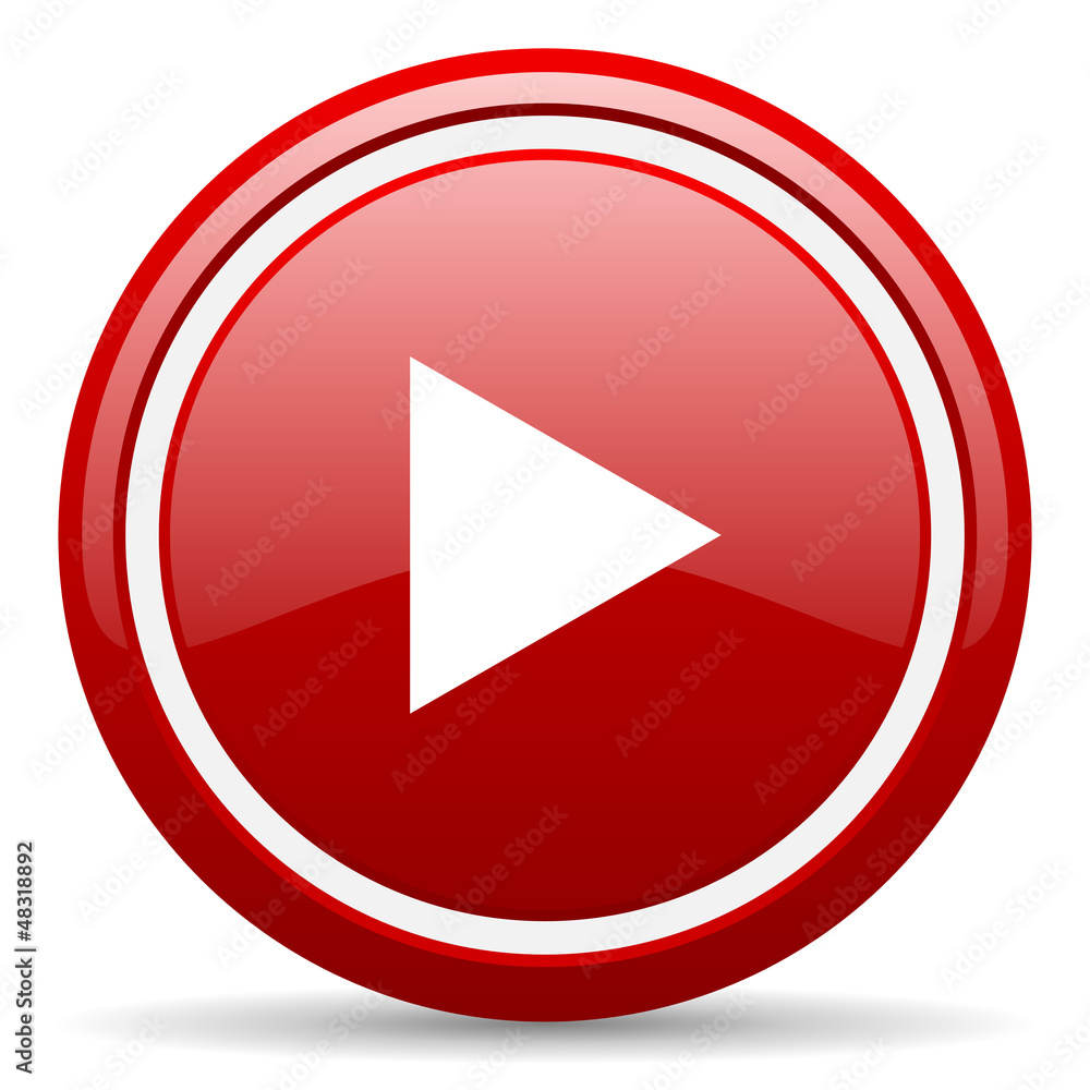 play red glossy icon on white background play red glossy icon on white background