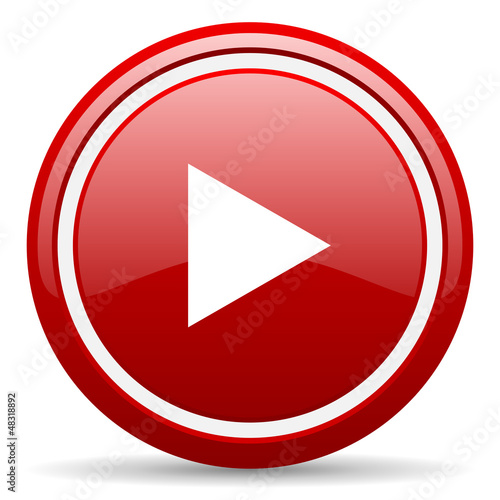 Free Download play red glossy icon on white background - GFXLoad