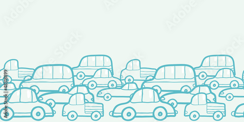 Vector doodle cars horizontal seamless pattern background