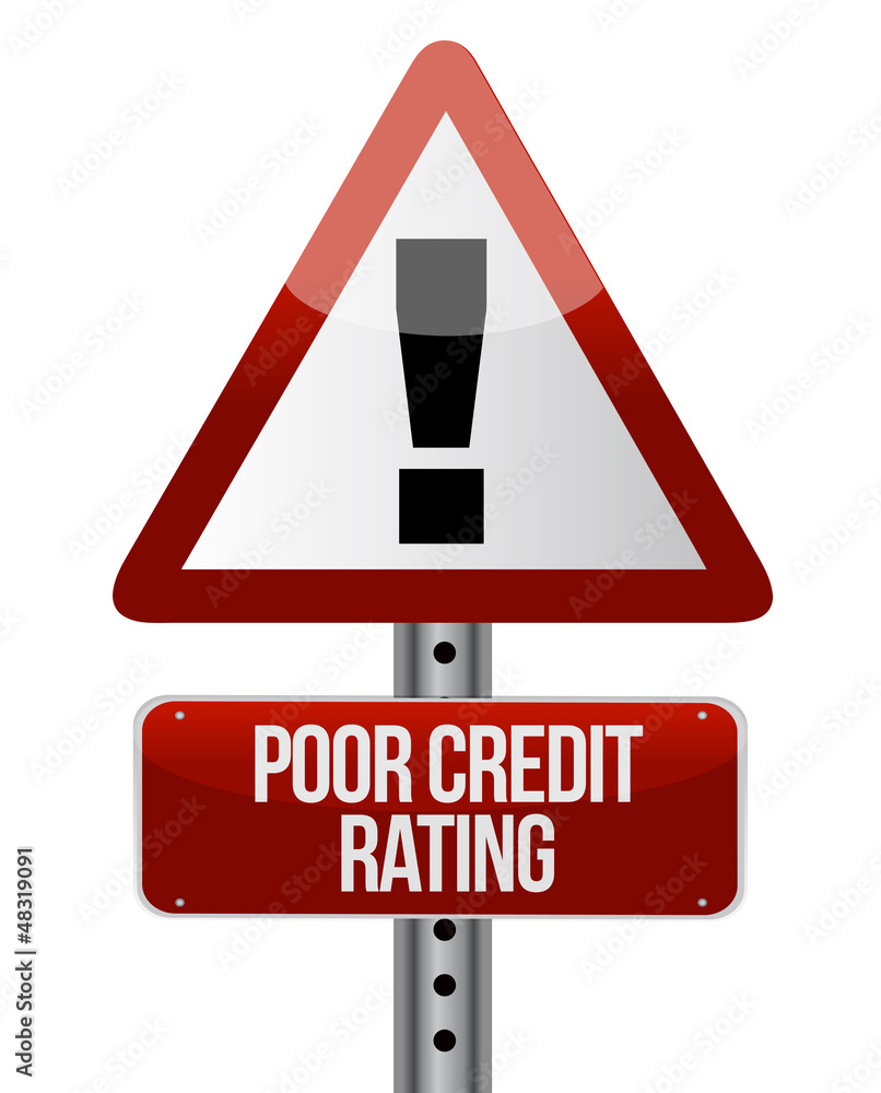 warning sign with a credit rating concept. warning sign with a credit rating concept.