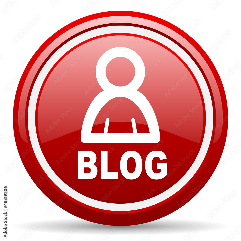 blog red glossy icon on white background blog red glossy icon on white background