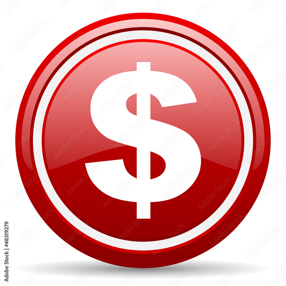 us dollar red glossy icon on white background us dollar red glossy icon on white background
