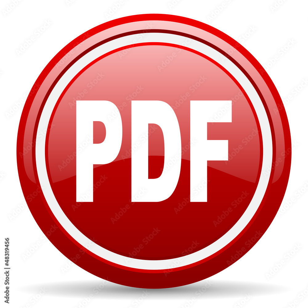 pdf red glossy icon on white background pdf red glossy icon on white background