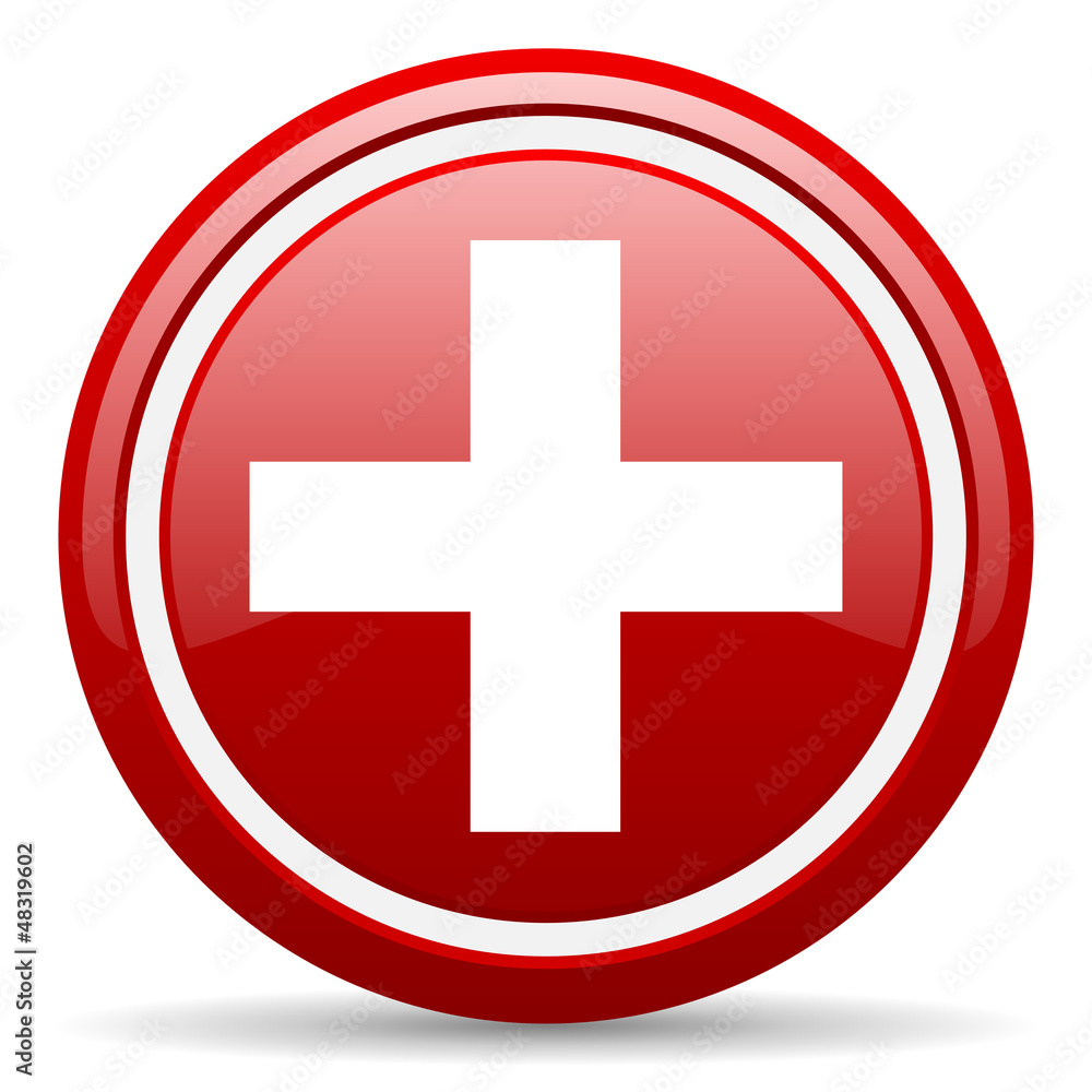 emergency red glossy icon on white background emergency red glossy icon on white background