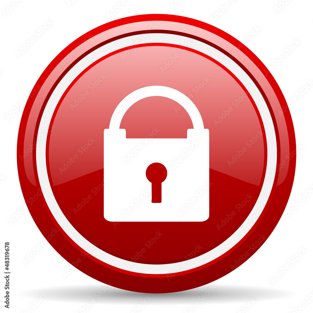 protect red glossy icon on white background protect red glossy icon on white background