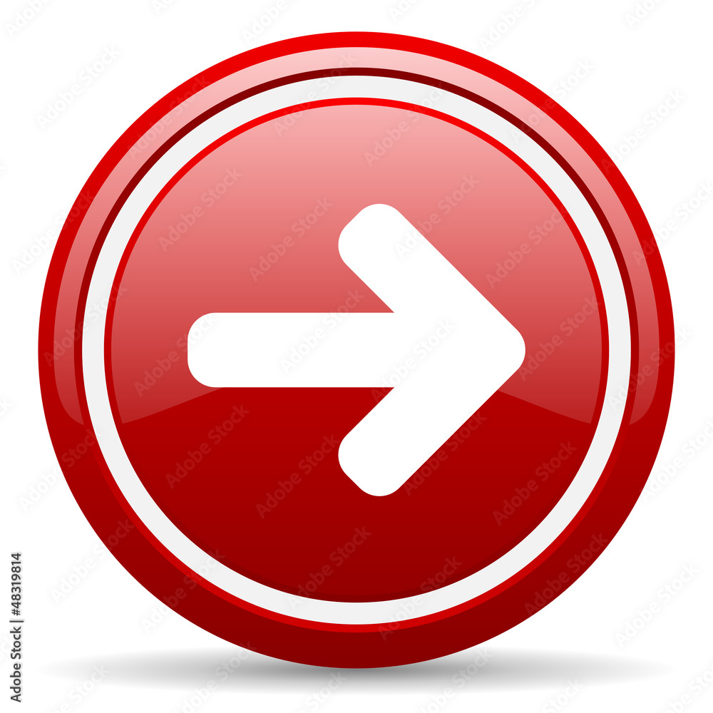 arrow right red glossy icon on white background arrow right red glossy icon on white background