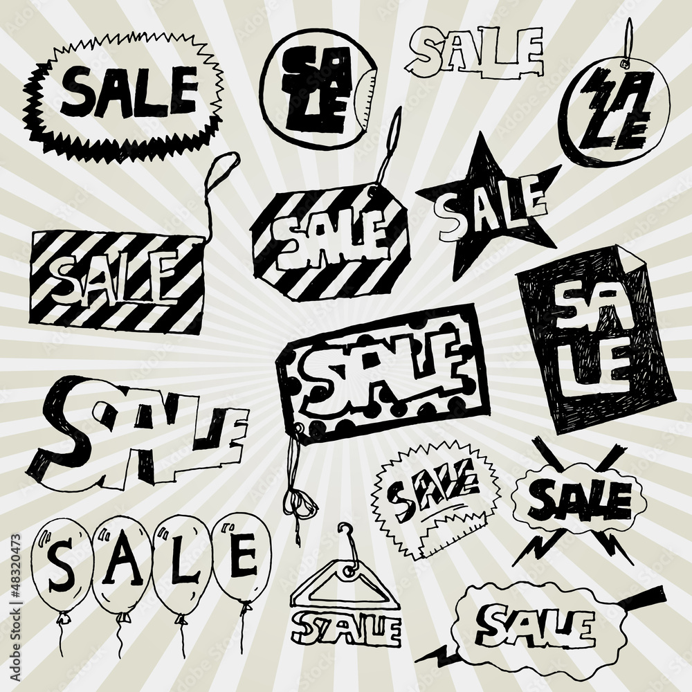 Sale Banners Hand Drawn