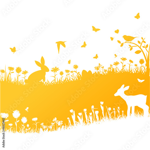 Osterkarte Osterwiese Osterhase Ostern Vektor Design