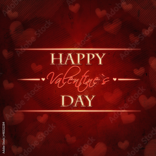 happy valentines day red retro card