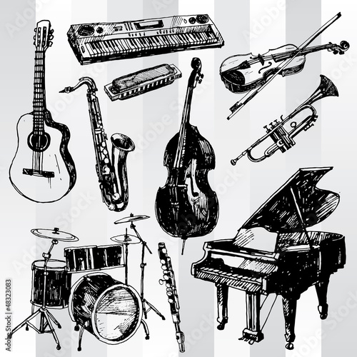 Music Instruments Hand Drawn