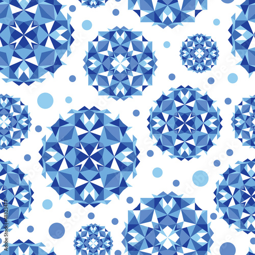 Vector blue abstract circles seamless pattern background with