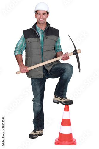 road worker posing