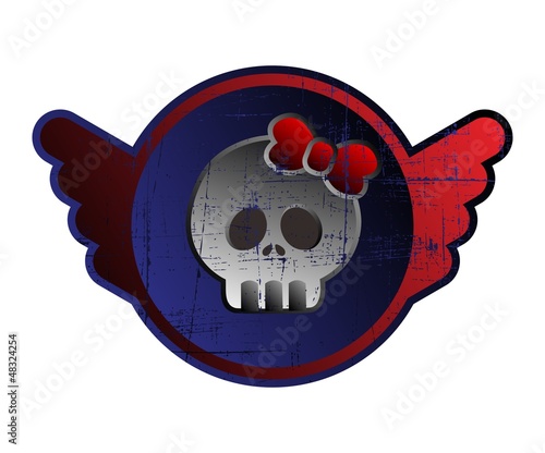 button web art girl skull