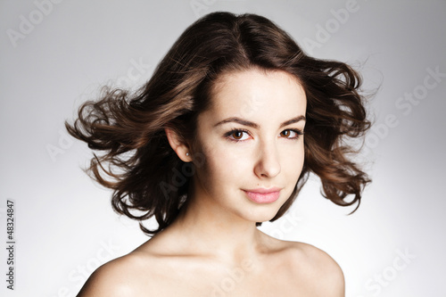 young beautiful girl studio with make-up portrait