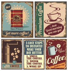 Wandcirkels Vintage Poster Koffie metalen borden vintage americana stijl  © lukeruk