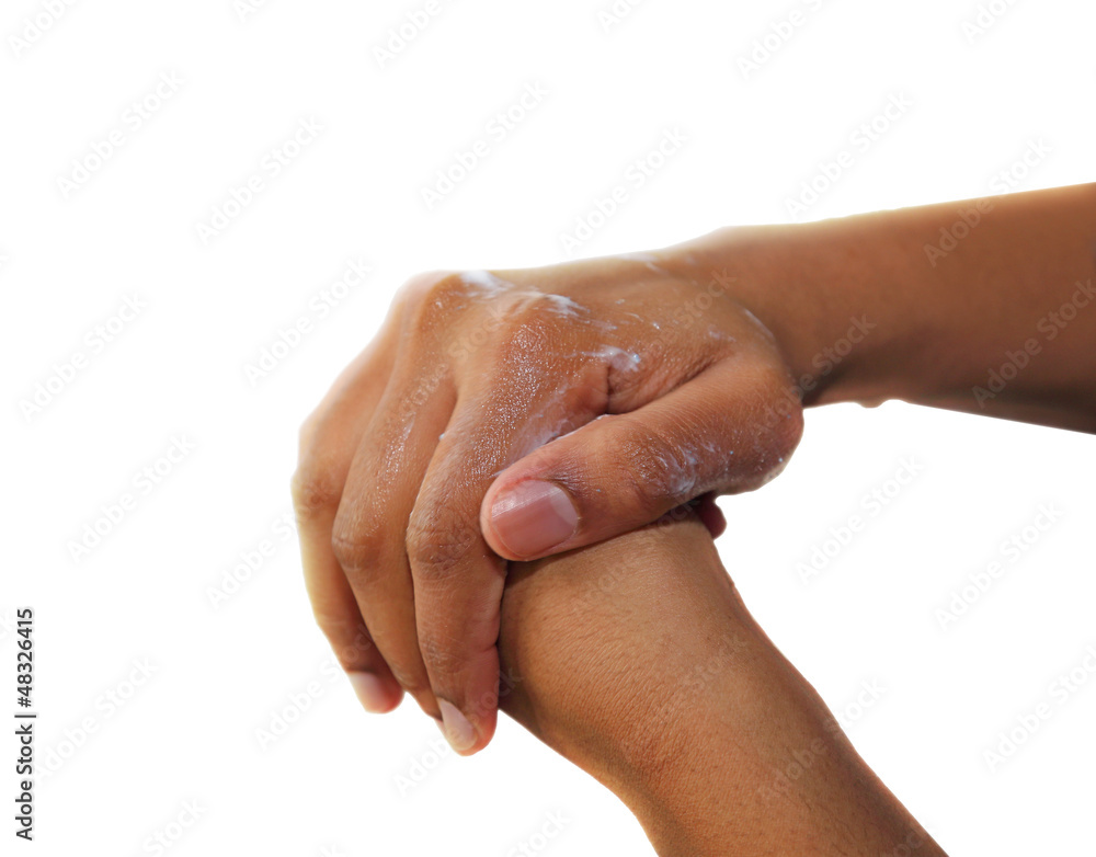 Fototapeta premium Rubbing Hands in Soap